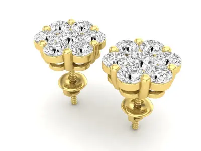 AV 686 Diamond cluster earrings for woman 3D print model