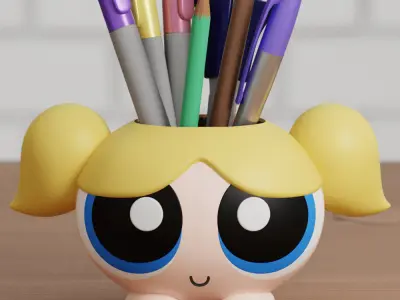 POWERPUFF GIRLS PLANTER PENCIL PEN HOLDER CARTOON 3D print model