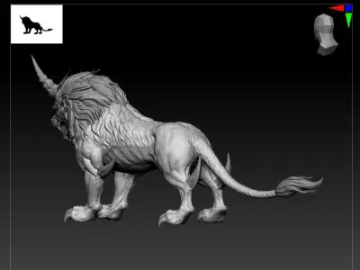 lion variation sacred beast Biology 3D model
