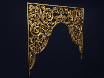 Classic Carved Bed 3D model 02 3D model