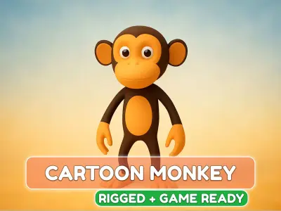 Monkey Rigged And Animation For Game Low-poly 3D model