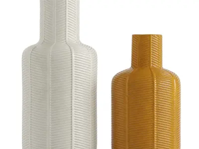 Artisanal Ceramic Vase Set 3D model