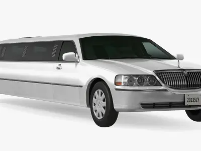 Lincoln Town Limo White Rigged 3D model