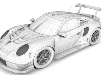 Porsche 911 RSR Low-poly 3D model