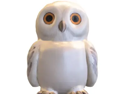 Fluffy Snow Owl Cute Pack Low-poly 3D model