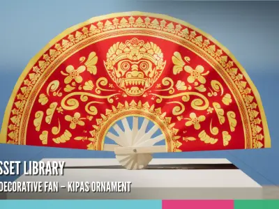 Balinese Decorative Fan Kipas Ornament 3D model