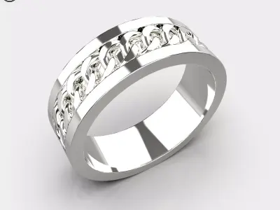 Lady ring with chain size 16 5mm 3D print model