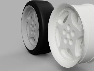 RC 12MM HEX 3 piece converted Z32 wheels with and without tires 3D print model