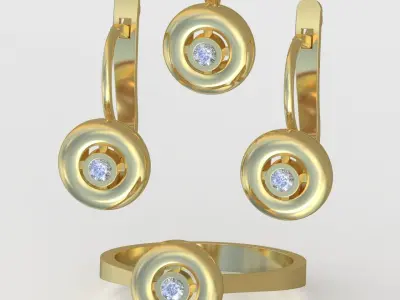 Ring Earring and Pendant Set 3D printable model 0086 3D Model Pack