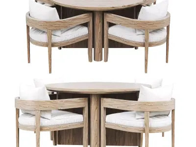 RH Outdoor Baimain restangular table chair Low-poly 3D model