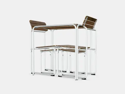 FURUON dining table with 2 chairs  2 stools 3D model