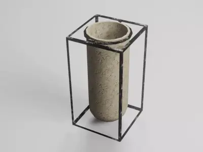 Vase Game Ready stone in metal frame Low-poly 3D model