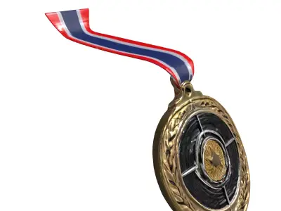 Golden Military Achievement Medal Low-poly 3D model