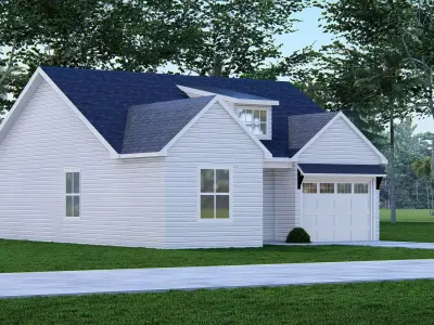 Modern Small American House  3D Exterior Model Home with Garage 3D model