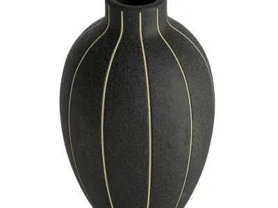Black decorative ceramic vase with pattern 3D model