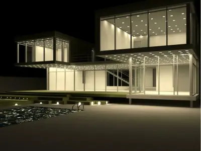 It is a small hotel and it can be used as a villa Low-poly 3D model