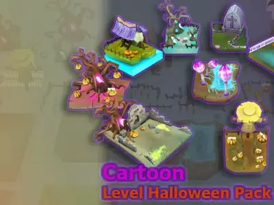 Cartoon Level Halloween Pack Low-poly 3D model