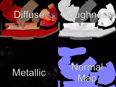 Red Suede Loafer model pack Low-poly 3D model