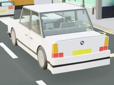 stylized low poly saloon inspired by 5series bmw Low-poly 3D model