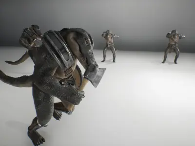 anthropomorphic crocodile for unity and UE4 Low-poly 3D model