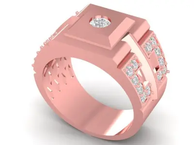 Geometric Luxury Men Ring with Multiple Diamond Accents  2758 3D print model