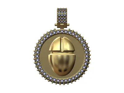 Iced scarab diamond pendant with bail 3D print model