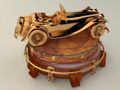 Chinese display stand with classic car 3D model