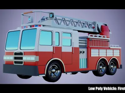 Low Poly Vehicle -  Firetruck Low-poly 3D model