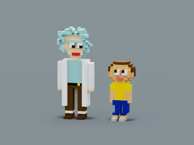 Voxel Rick and Morty Low-poly 3D model