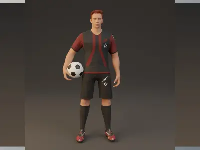 Football Player game ready character  Low-poly 3D model