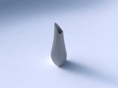 Vase puffy tipped triangle with bent extruded lines 3D print model