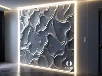modern panel wall decor set wall relief mural CNC 111 3D model purchase