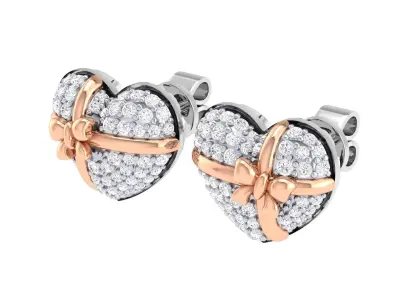 Women Heart Earrings jcd stl render detail  3D print model