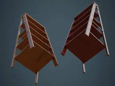 Step Ladder 1A Low-poly 3D model