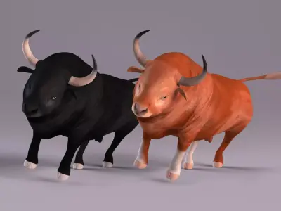 Bull Rigged Low-poly 3D model