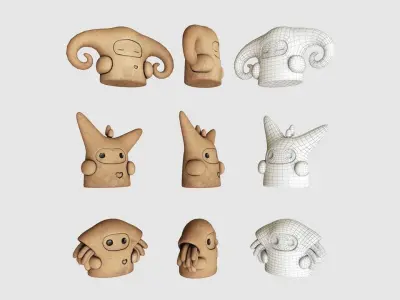 Tribu Figurines Low-poly 3D model