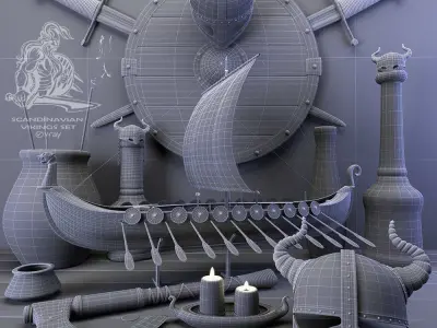 AVE Scandinavian vikings set 3D model