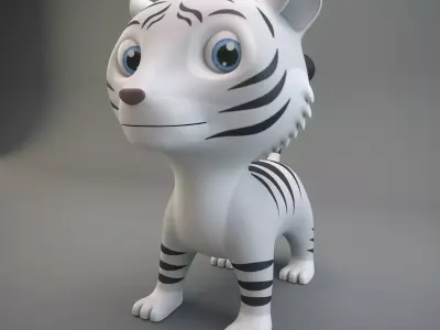 White Tiger Low-poly 3D model