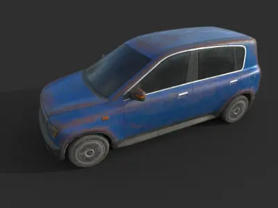 Generic Hatchback 01 Rusty Blue Low-poly 3D model