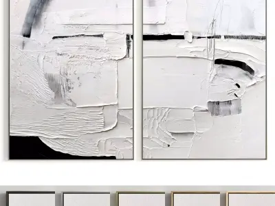 Plaster Two Photo Frame 142 Low-poly 3D model