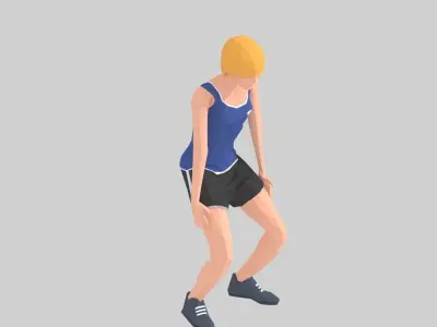 Squats  Exercise Woman Animation Low-poly 3D model