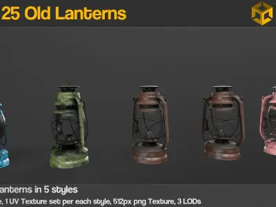 Aren Old Lanterns - Unity package Low-poly 3D model