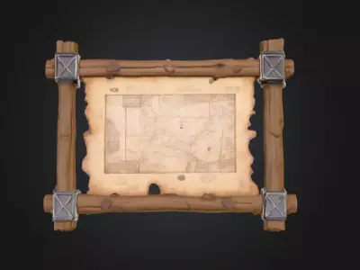Ancient Explorer Map Frame Low-poly 3D model