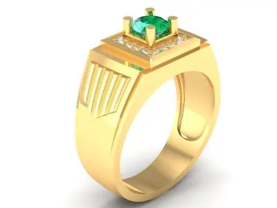 Luxury Emerald Square Men Ring 341 3D print model