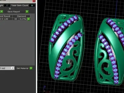 Earrings carved pattern set 3D print model