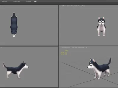 Cartoon puppy - Alaska - baby dog Low-poly 3D model
