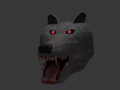 Sinister Wolf Head prop Low-poly 3D model