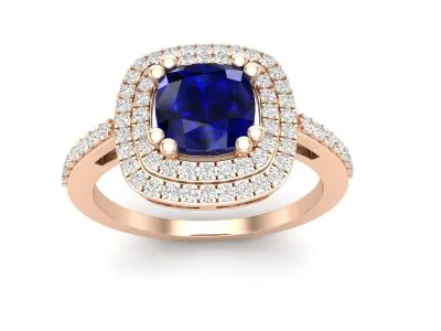 AV 502 Round White Diamond Ladies Bridal Halo Engagement Ring  3D print model