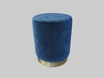 Velvet Pouf Blue Low-poly 3D model