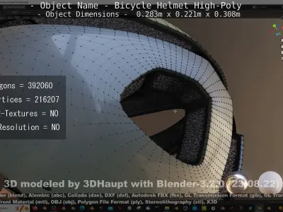 High-Poly Bicycle Helmet  3D model